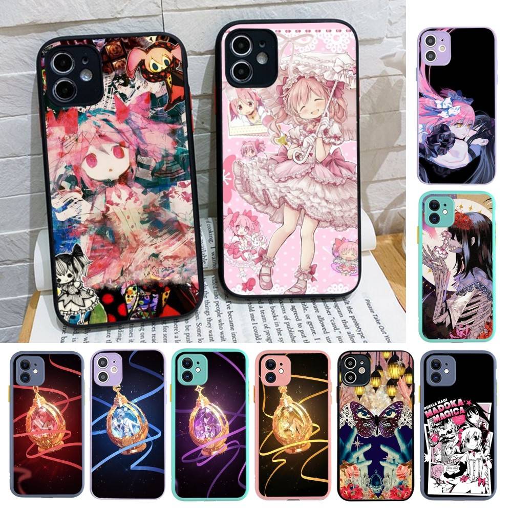 Coques de téléphone pour iPhone 16 15 14 Plus 13 12 11 Pro Max, Housse de téléphone Bumper Mate Oft, Fille Anime Puella Magi Madoka Magica