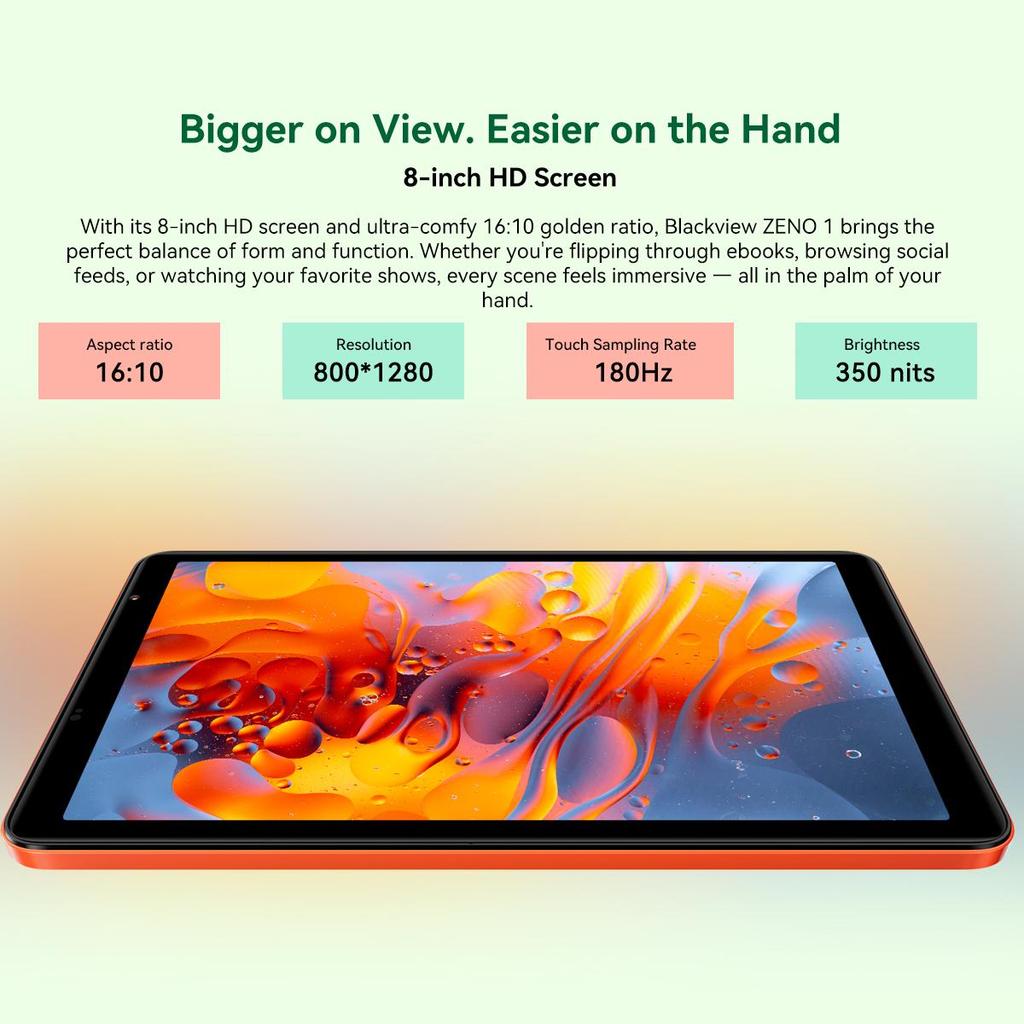 Blackview ZENO 1 8palcový HD displej AI Tablet Android 15 4/6GB RAM 64/256GB ROM 6000mAh motor 0820 Tablet