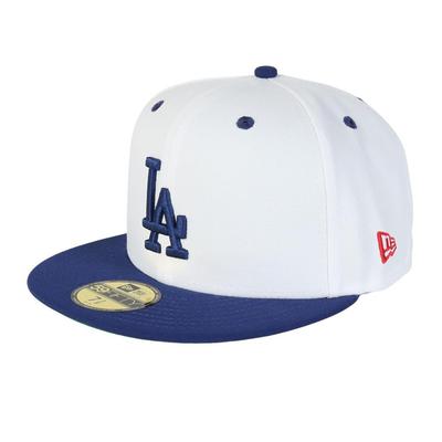 Czapka New Era 59FIFTY z naszywką z boku, MLB LA Biały/Ciemny Królewski, Rozmiar 7 3/8, 5950 DOD PACK SP LOSDOD WHI DROY, 14388863, NER36C9817