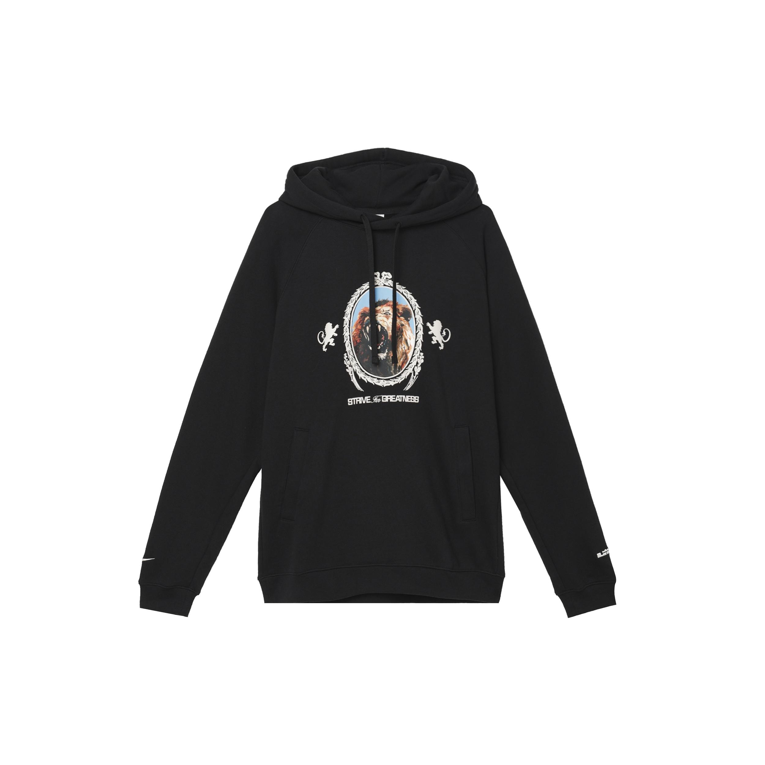 Nike Lebron Pullover Fleece Hoodie Black Lion Print Men s FB7124-010 L