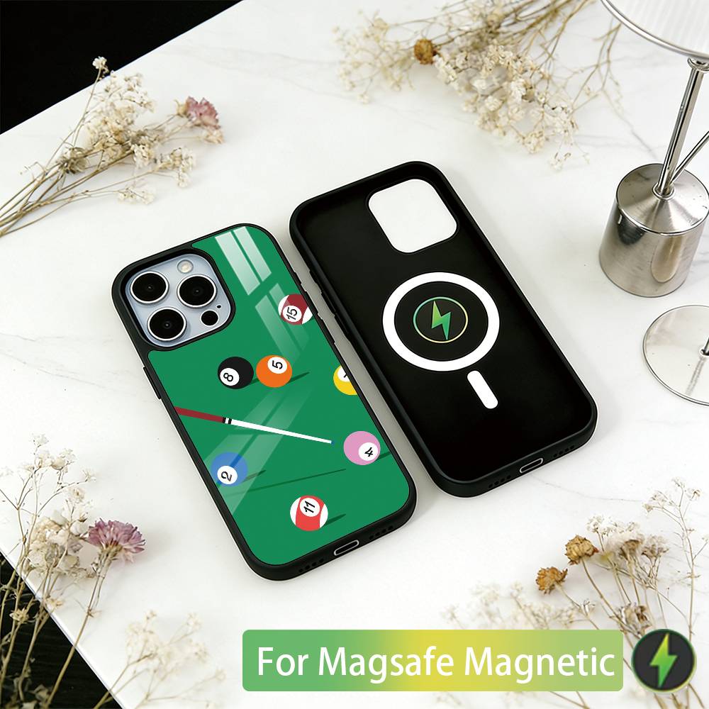 billiards Phone Case For iPhone17,16,15,14,13,12,11 Plus,Pro Magnetic For Magsafe Wireless Charging