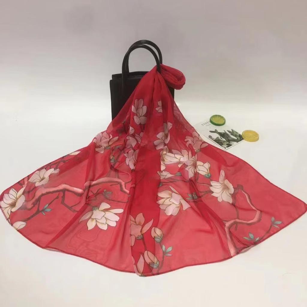 Summer versatile scarf long scarf beach sun-proof silk scarf women's small shawl scarf chiffon thin scarf