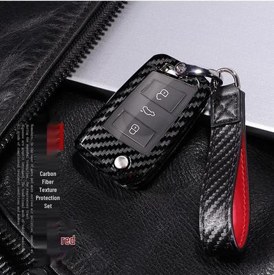 Etui na kluczyk z włókna węglowego dla Volkswagen Lavida, Tiguan L, Golf 7, Lamando, Teramont - Pełna osłona.