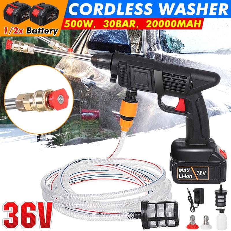 20000mAh Cordless High Pressure Washer Electric Car Wash Protable Parkside Water Guns For 1/2PCS Lithium Battery 500W 36V
