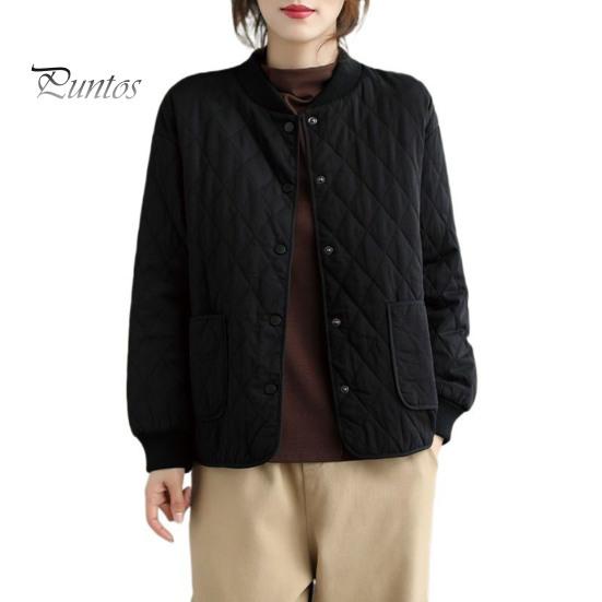 

Женская куртка с воротником-стойкой, длинным рукавом, ромбовидной текстурой, однобортная модель, эластичные манжеты, однотонные карманы, спортивное женское пальто M