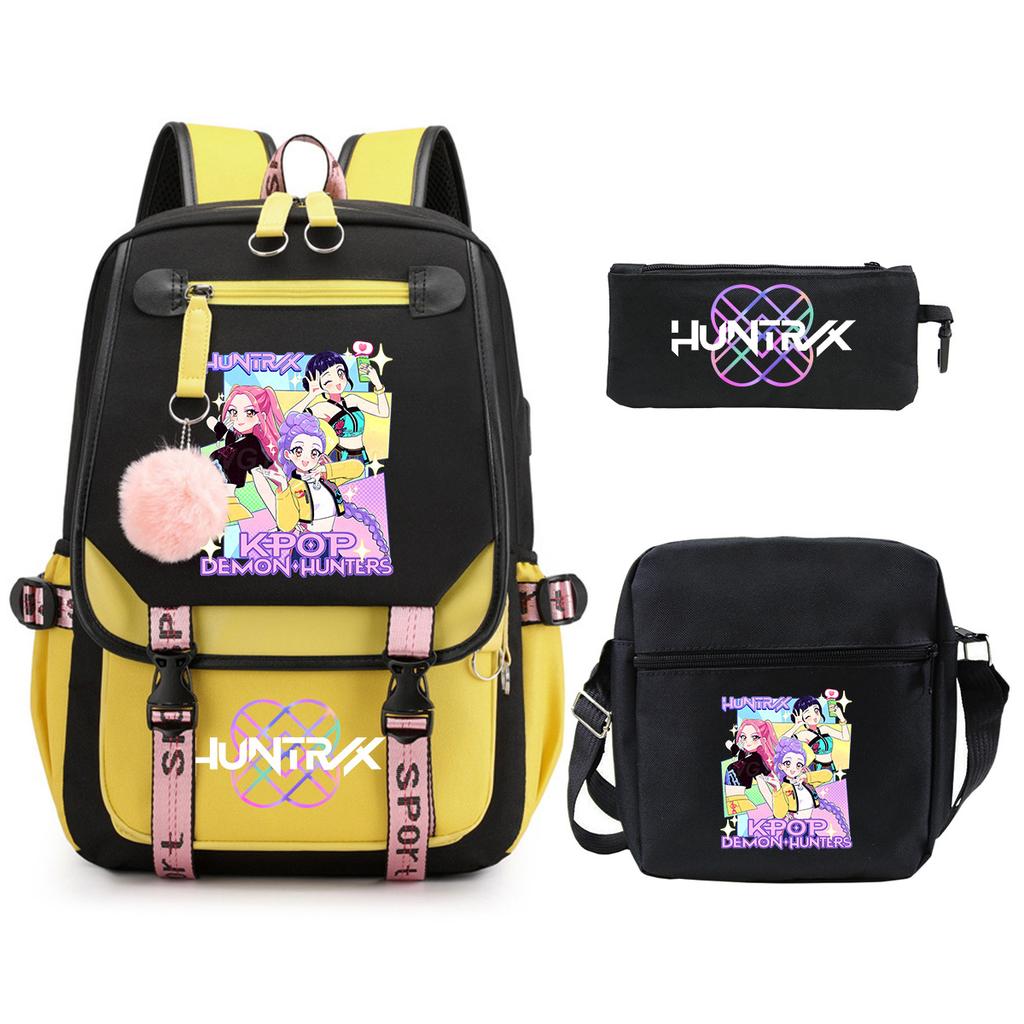 KPop Demon Hunters Korean version of student school bag children's backpack pencil bag set
