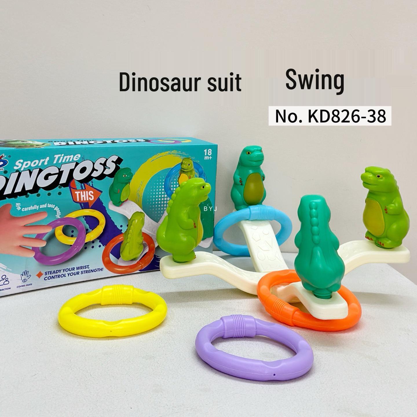 Dinosaur Seesaw Ring Toss & Stacking Toy for Kids - Educational Fun with Rainbow Rings