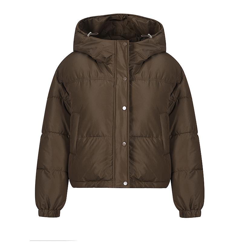 Women Autumn Winter Soild Color Thicken Outwear Cotton Padded Hooded Warm Jacket Coat