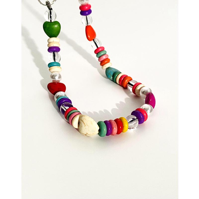 

Turquoise Korean Pearl Multi-Color Necklace - Luxury Vacation Style Clavicle Chain