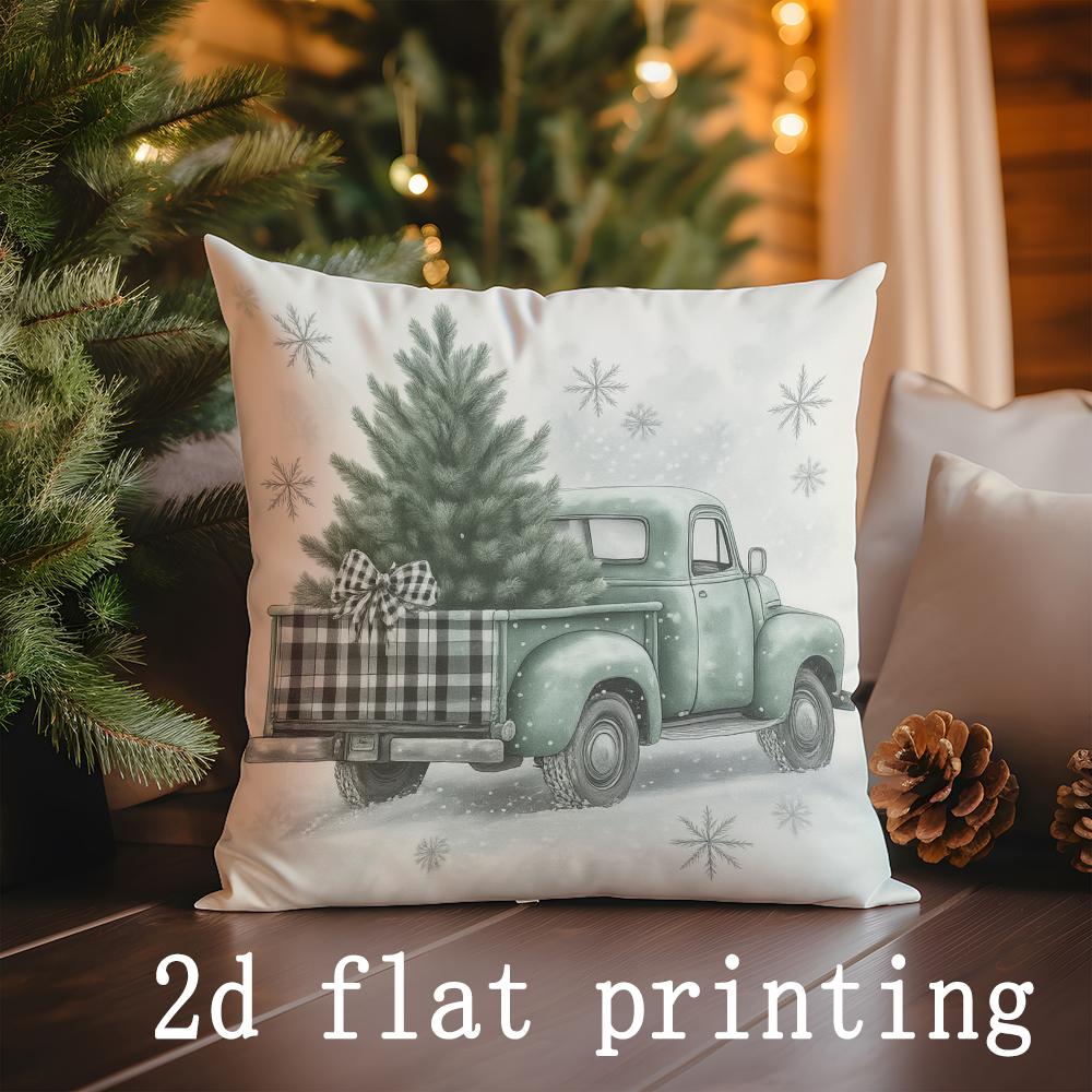 Home Decor Christmas-themed Floral and Tree Print Pillowcases Pattern Cushion Cover Suitable for Sofa Bedroom Car Pillow Cover