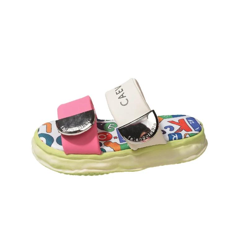 Fashion Woman Sandalias Footwear 2025 Korea Style Fashion Beach Slippers Cross-strap Female Rome Sandal Platform Buckle Summer Shoes