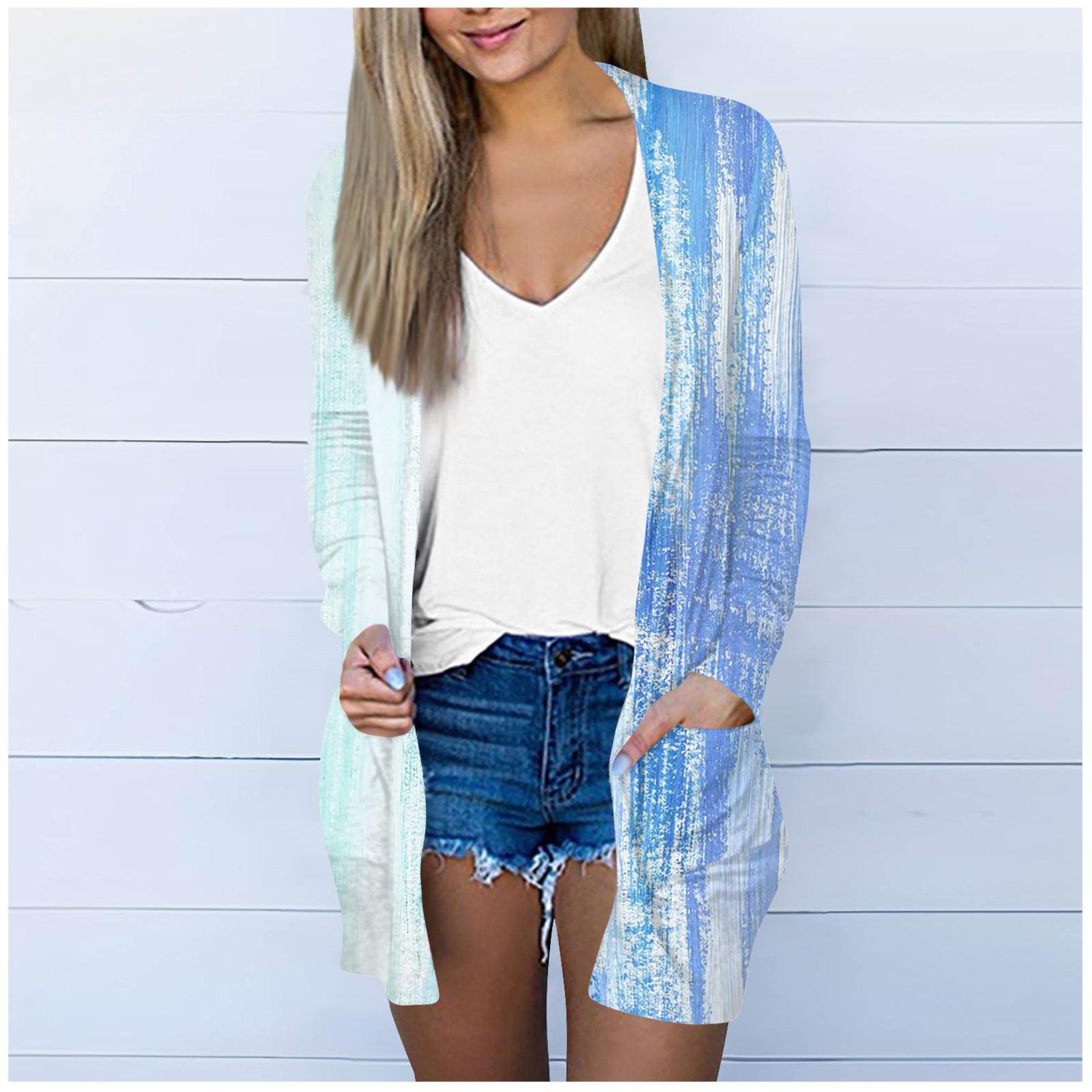 

Женская модная свободная повседневная куртка-кардиган средней длины с длинными рукавами и принтом, топ XXL