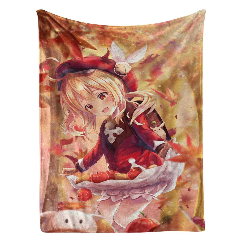 Genshin Impact Klee Cartoon Cute Blanket Cover Warm Soft Anime Flannel Knee Lanket Multifunctional Decoration Universal Blankets