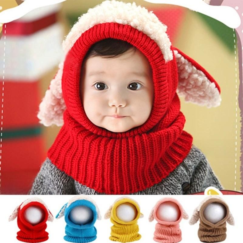 Knitted Ears Dog Cap With Scarf Autumn Winter Keep Warm Hat Fashion Breathable