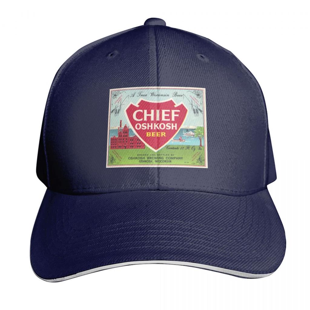 Chief Oshkosh Beer Label Baseball Cap Strapback Dad Hat Six Panel Structured Crown Sun Protection UPF