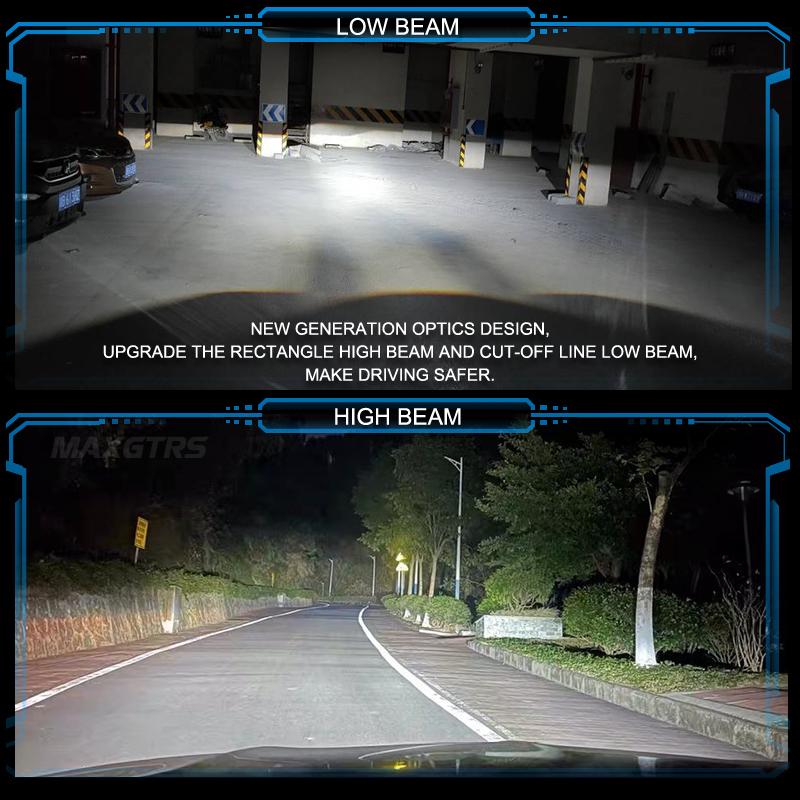 MAXGTRS Plug& Play H4 LED Headlight Mini Projector Lens LED Auto Lamp 110W Light 12000LM