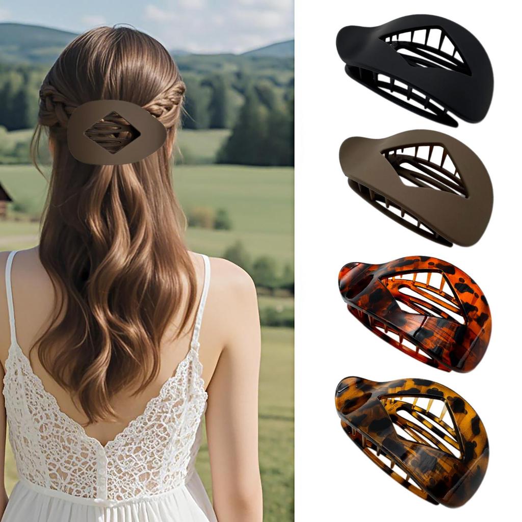 Curved Oval Updo Hair Claw - Temperament Shark Clip