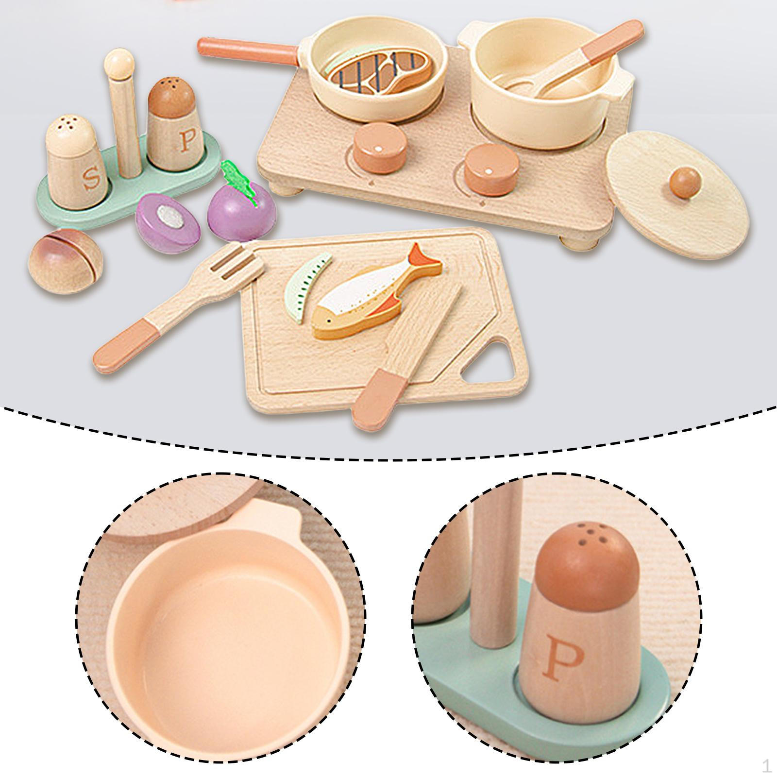 

Игровая кухня для детей Деревянный набор Развитие мелкой моторики Реалистичная Обучающая Ролевая Аксессуары