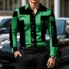 Men's Shirt Color Block Lapel Long Sleeved Shirt Abstract Geometric Print Slim Fit Shirt Light Business Daily Casual
