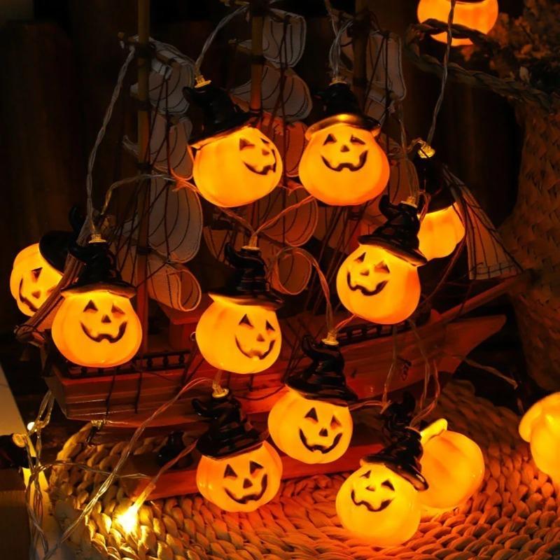 Halloween Classic Pumpkin Lantern Festival Party Atmosphere Decorative Lamp 10/20/40LED Fun and Wonderful Night