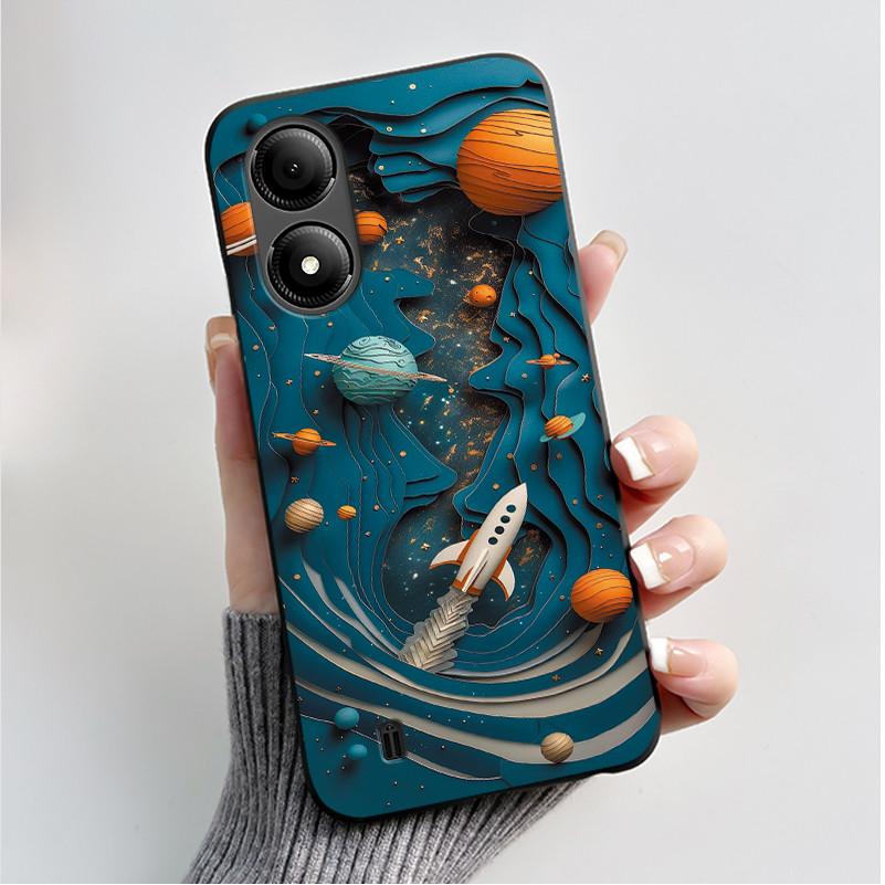 Custodia con Stampa per ZTE Blade A33S A34 Guscio Nero in Morbido Silicone per ZTE Blade A31 Plus Custodia Carina con Fiori e Cartoni Animati