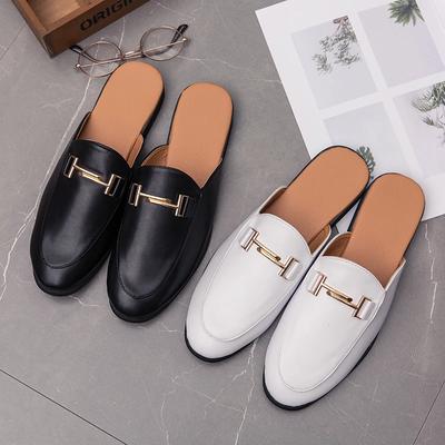 Mode Herren Halbschuhe 2025 Hochwertiges Leder Herrenschuhe Klassische Pantoletten Rutschfeste Halbschuhe Mann Sommer Weiße Mokassins