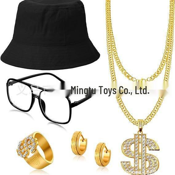 1970-tals Discofest Kostymtillbehör: Dollar Glasögon, Ring, Halsband, Tiotal Rekvisita.