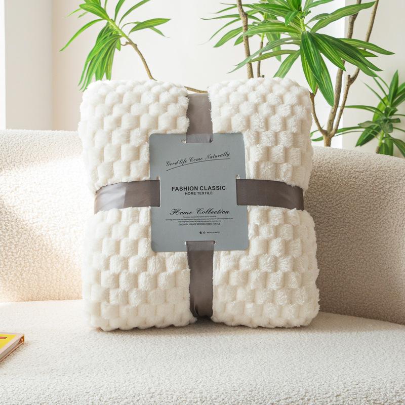 Flannel Autumn Blanket Office Nap Casual Blanket Solid Color Small Grid Coral Fleece Sofa Warm Shawl Cover Blanket
