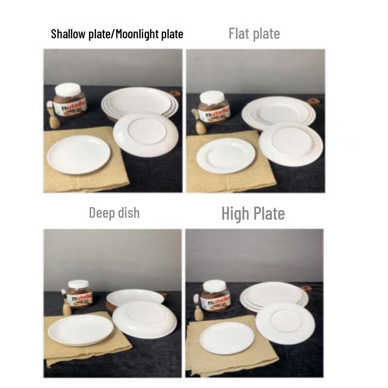 DISHJOY Melamine White Thickened High-Footed Round Dinner Plates