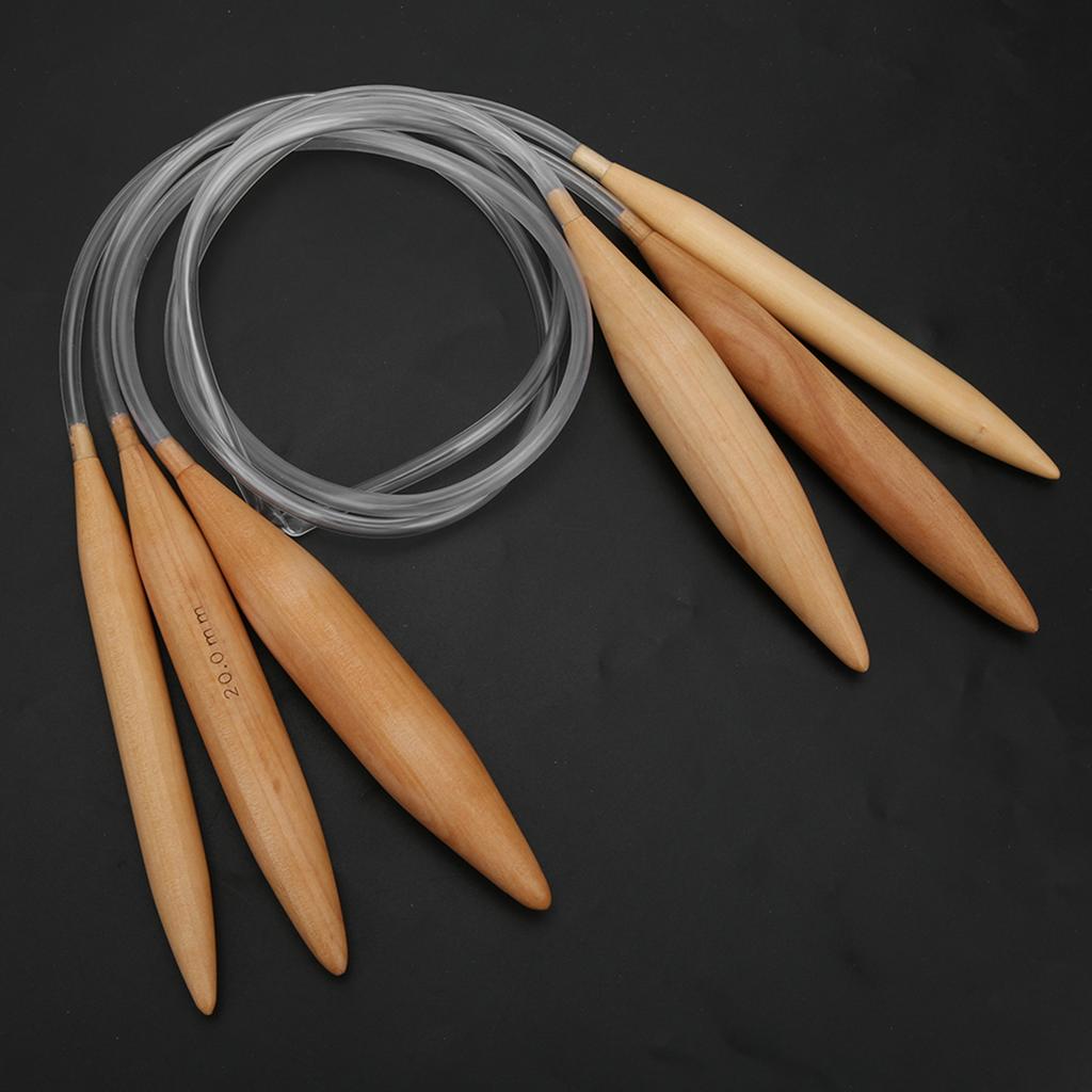 Round Braided Needle Bamboo Transparent Crochet Knitting Tool 15mm 20mm 25mm for Woolen Yarn