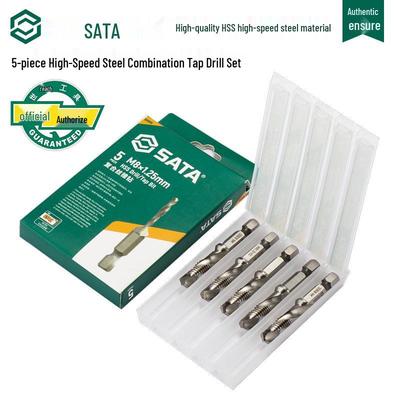 SATA High-Speed Steel Metric Tap Set: 5-Piece with Taps, Tapping Wrench, Drill Bits (50803, 50806, 50805)