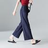 Soft and Thin Wide Leg Pants with a Sense of Drape for Women In Summer 2025, Fashionable, Loose, Elastic Waistband, and Lace Up Casual Pants