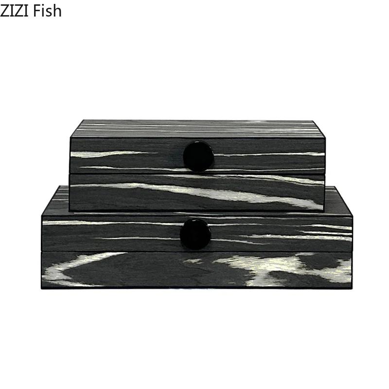 Natural Wood Jewelry Boxes Minimalism Rectangle Cosmetic Jars Dresser Table Desk Decoration Exquisite Jewelry Storage Jar