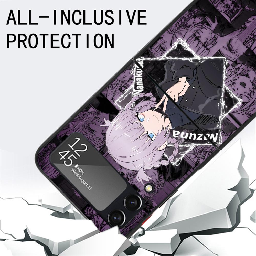 Nazuna Nanakusa Anime Black Phone Case For Samsung ZFlip7 ZFlip6 ZFlip5 ZFlip4 ZFlip3 5G Hard Protective Galaxy Z Flip 3 4 5 6 7