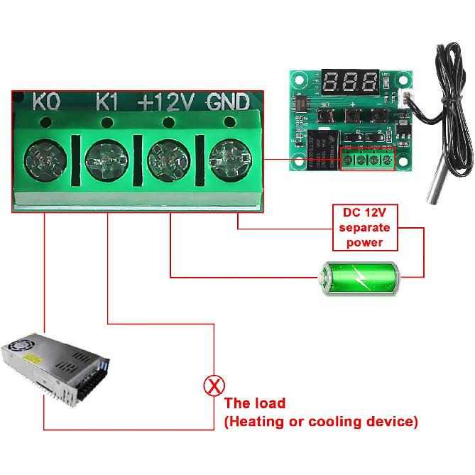 2PCS W1209 Temperature Controller Module,LED Display Digital Thermostat Module with Case DC 12V Digital Electronic Temperature Temp Control Module