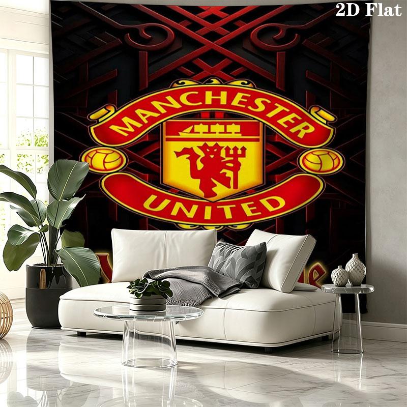 Manchester United F Custom Name Wall Tapestry Aesthetic Wall Hanging Printed Fabric Blanket Decorative Tapestries for Bedroom Living Room Home Decor