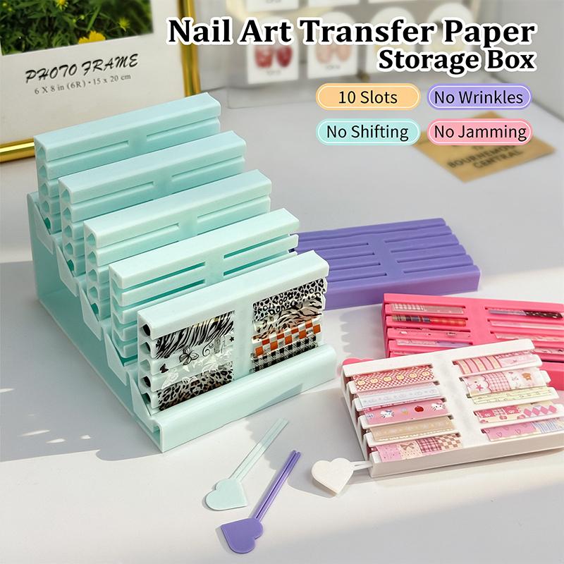 Colorful Nail Art Display Holder Storage Box for Transfer Paper Organizer for Nail Foil Stickers Suitable for Home and Salon Use