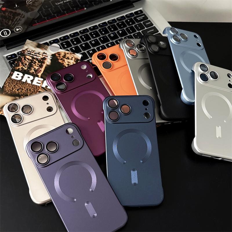 Frameless Magnetic Case For iPhone 17 Air 16 15 14 Plus 13 12 11 Pro Max Plus For Magsafe Camera Protection Hard PC Back Cover