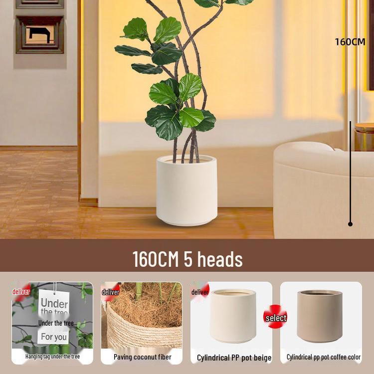Large Potted Fiddle-Leaf Fig: Luxury Faux Green Plant for Living Room Decor