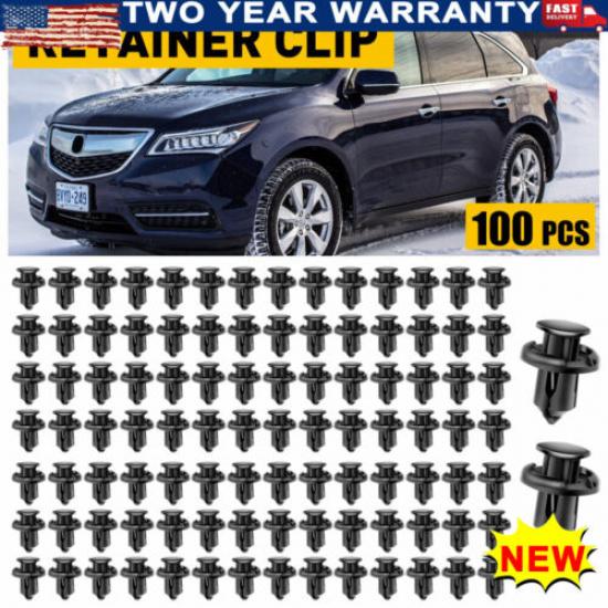 100X Bumper Clip 10Mm Fender Hood Rivets Push Retainer Fasteners Replacement