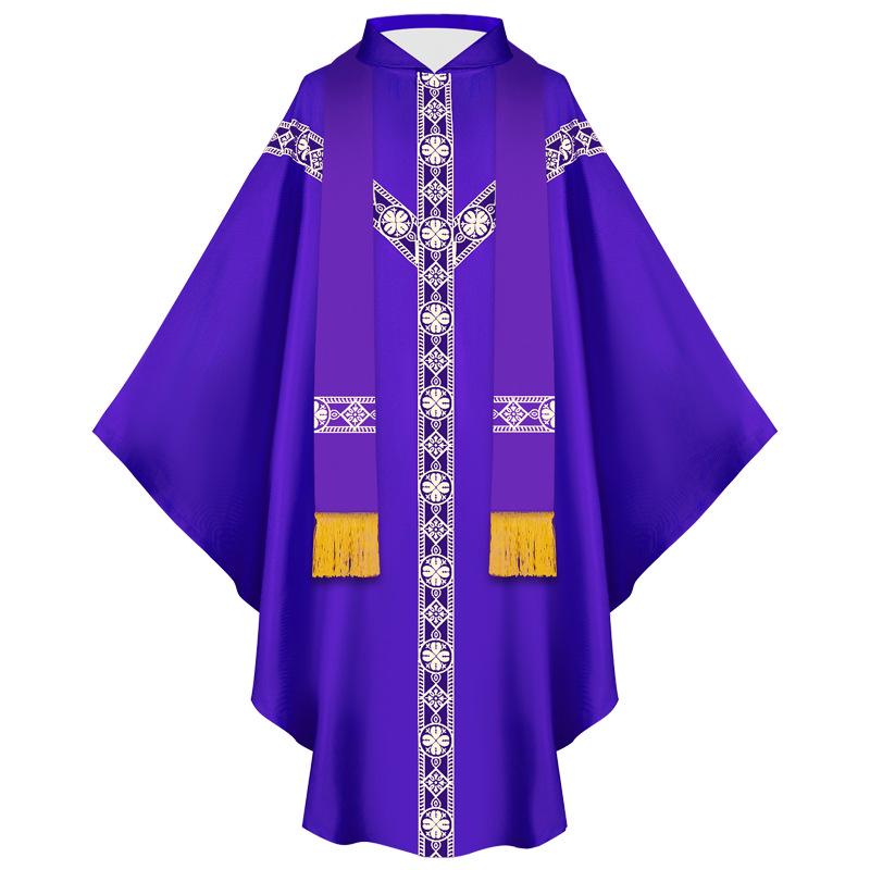 Medieval Halloween Priest Cloak with Tassels: Cosplay Long Robe Costume