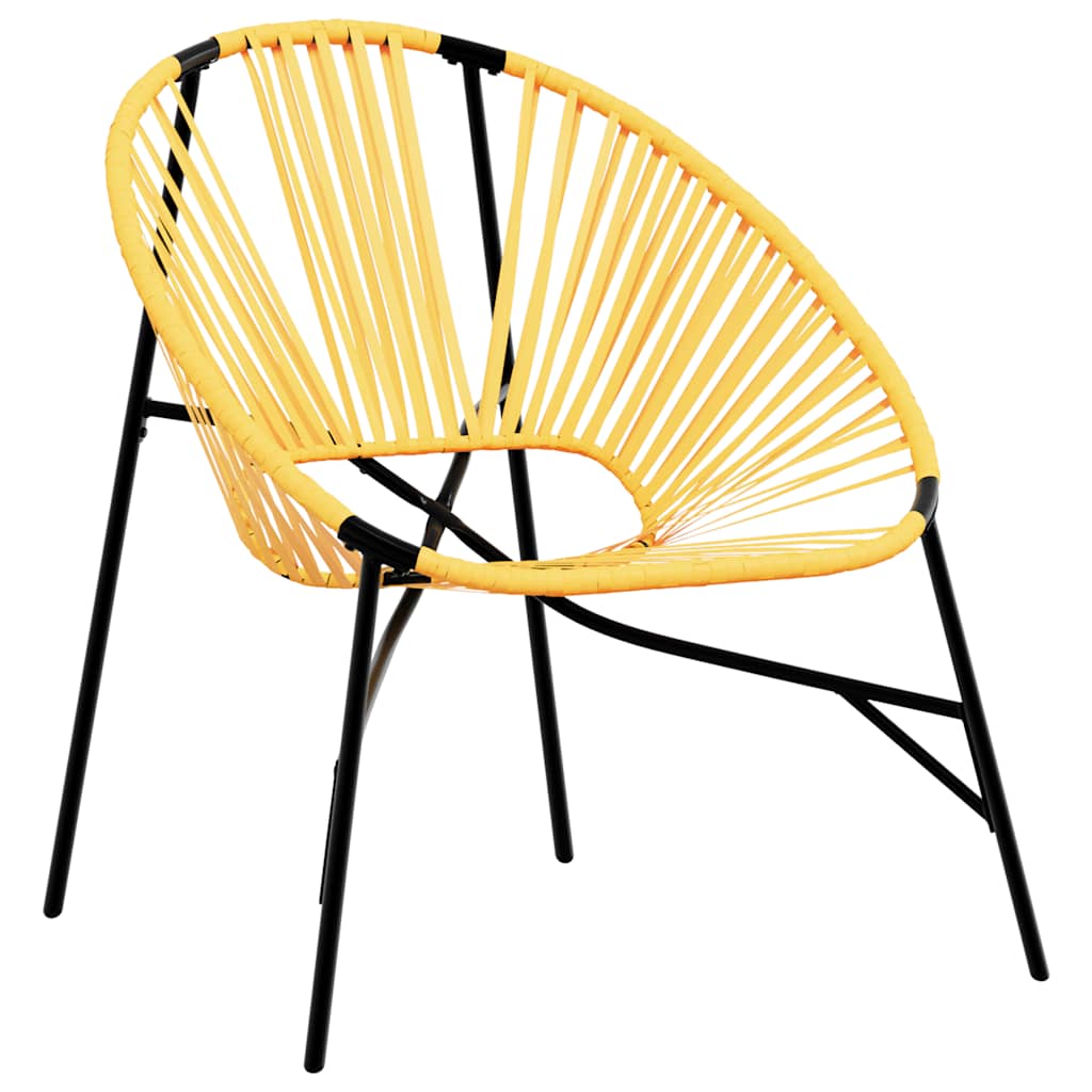 Garden Chair in Egg Shape Black and Yellow Poly Rattan