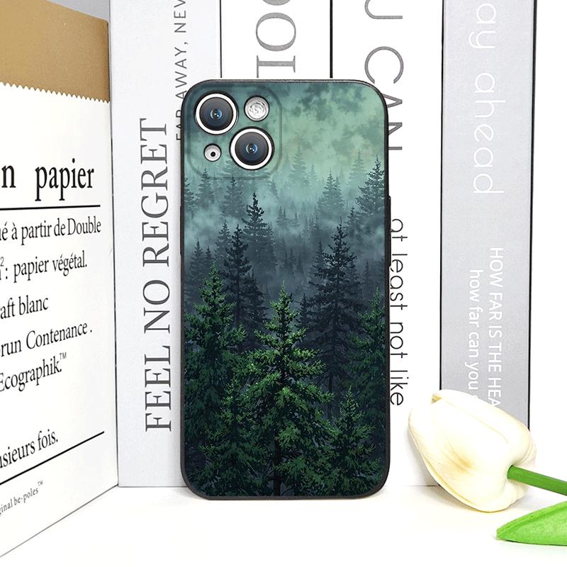 Vintage Green Forest Landscape Pattern Phone Case for iPhone 17 16 12 11 14 13 15 Pro Max Mini X XS MAX XR 7 8 14Plus Soft Cover