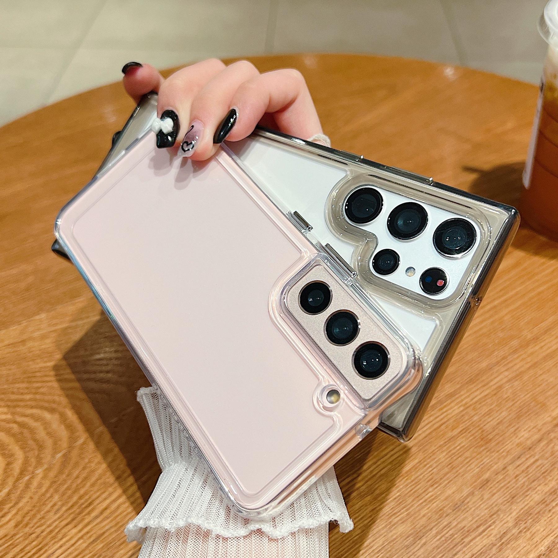 Не желтеющий акриловый противоударный чехол для телефона с кристаллами для Samsung S24 — фото 4