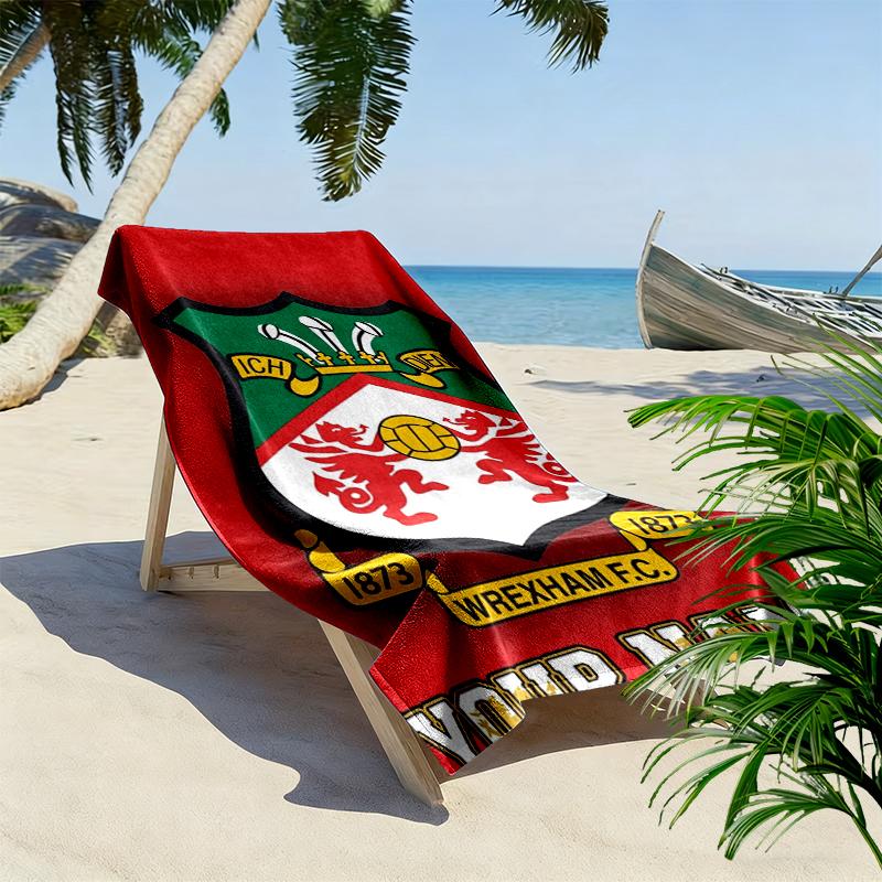 Custom Name Wrexham FC Print Beach Towel, Large Soft Quick Dry Towel for Beach Camping Swimming