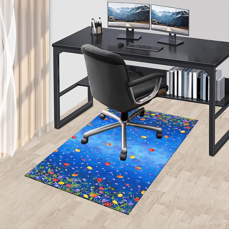 1PC Floral Pattern Fabric Extra Large Non-Slip Floor Carpet, Office, Family, Bedroom, Studio - Large Area RugJ0330
