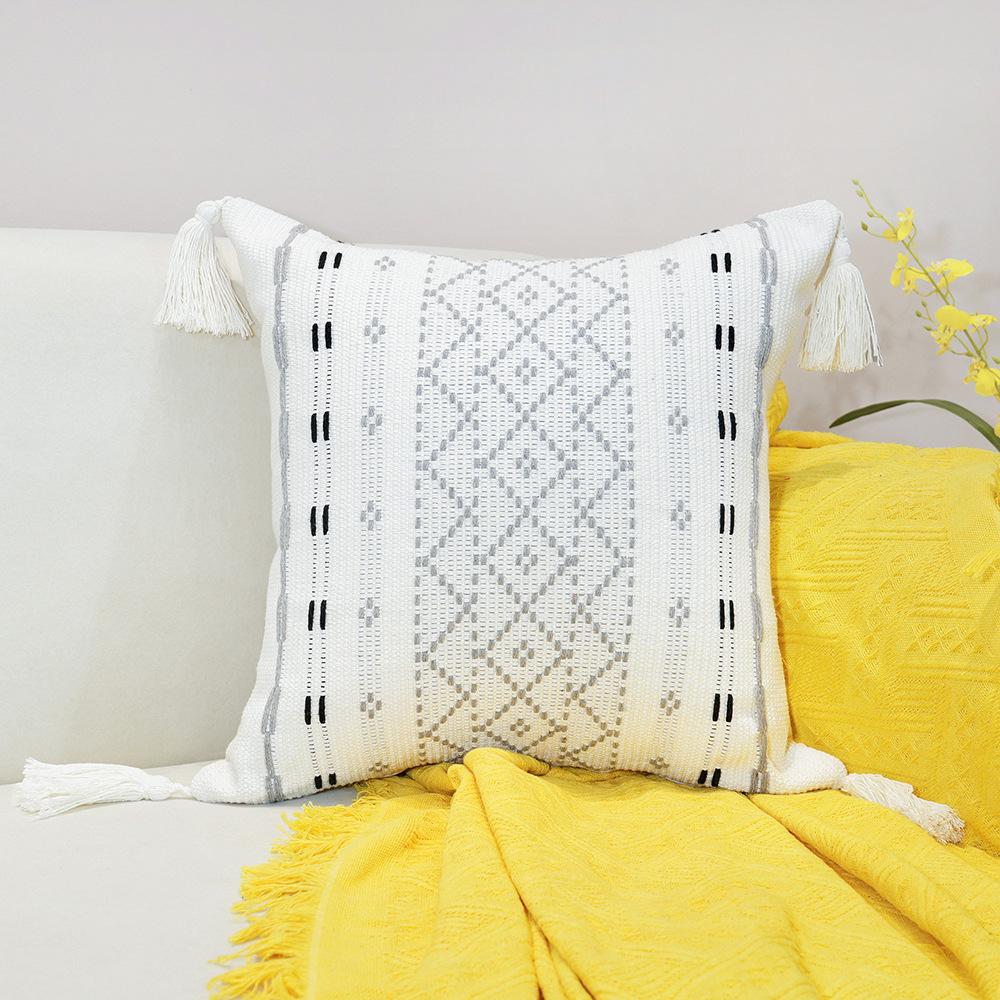 Pernă decorativă cu franjuri jacquard Nordic simplu îngroșat nisip husă de pernă