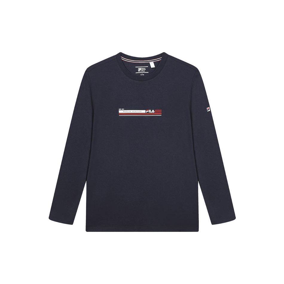 

FILA Простая повседневная дышащая футболка с круглым вырезом и длинным рукавом для мужчин, топы, легендарный синий F11M341211FNV L