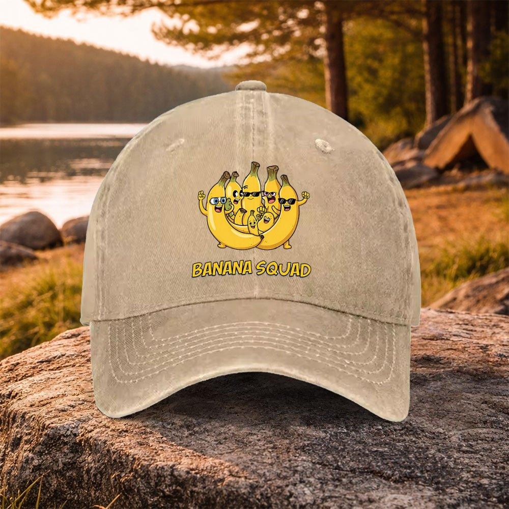 Banana Squad Cartoon Printed Washed Baseball Cap Unisex Casual Golf Outdoor Daily Wear