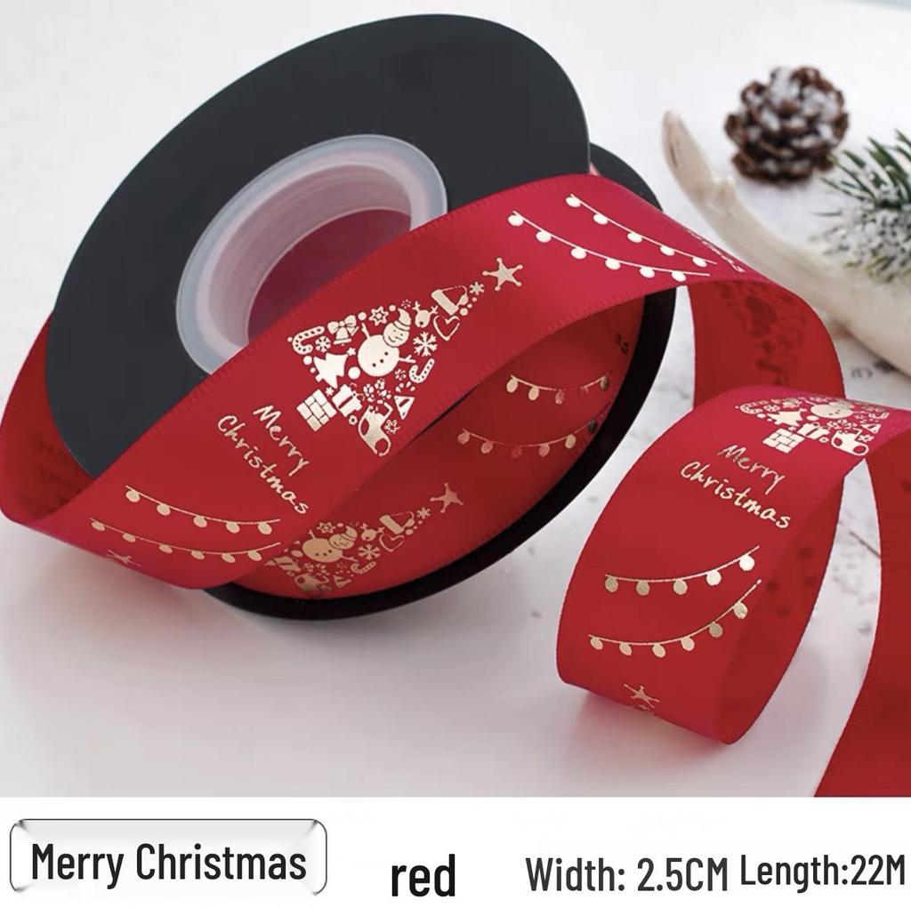 Christmas Gold Ribbon Cake Box & Floral Arrangement Gift Packaging